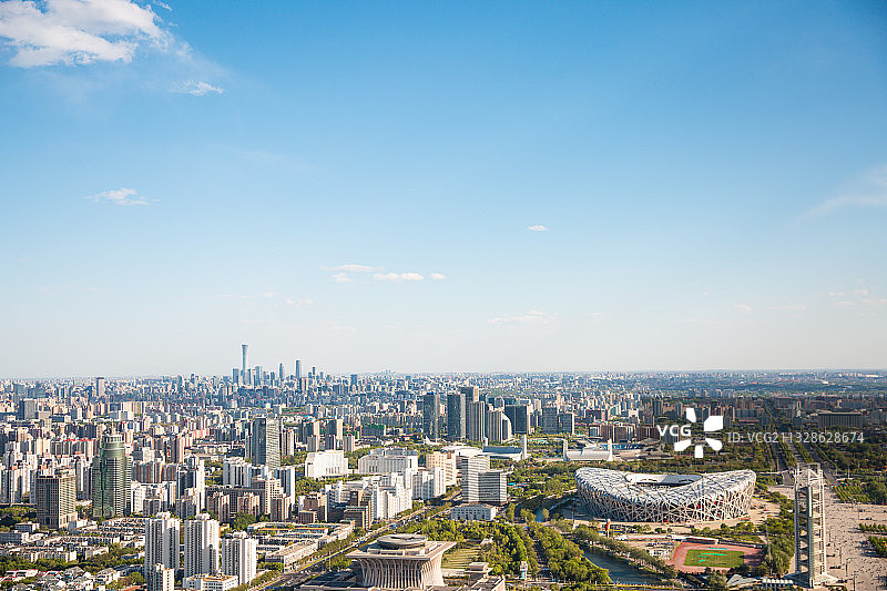 五一期间北京首都城市全景鸟巢水立方cbd商务区图片素材