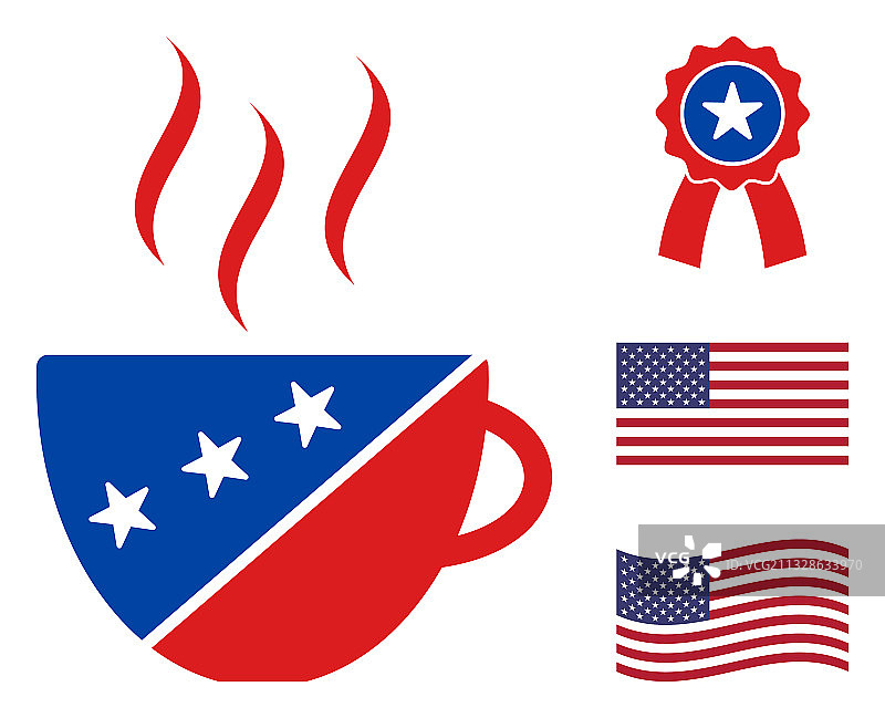 美式民主风格的扁平风咖啡杯图标图片素材