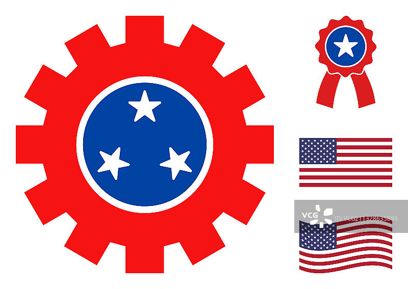 美国扁平风格服务齿轮图标图片素材