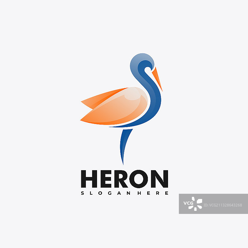 苍鹭渐变彩色风格logo图片素材