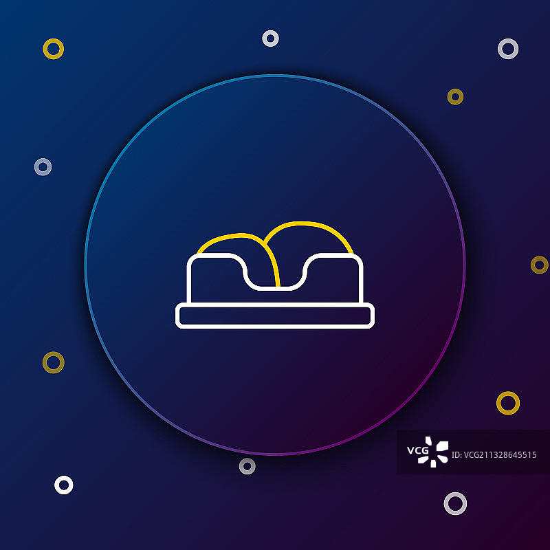 蓝色背景上的线条宠物床图标图片素材