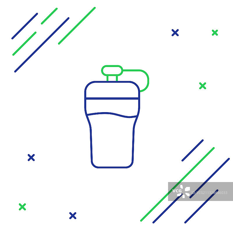 白色背景上的健身摇摇杯线性图标图片素材