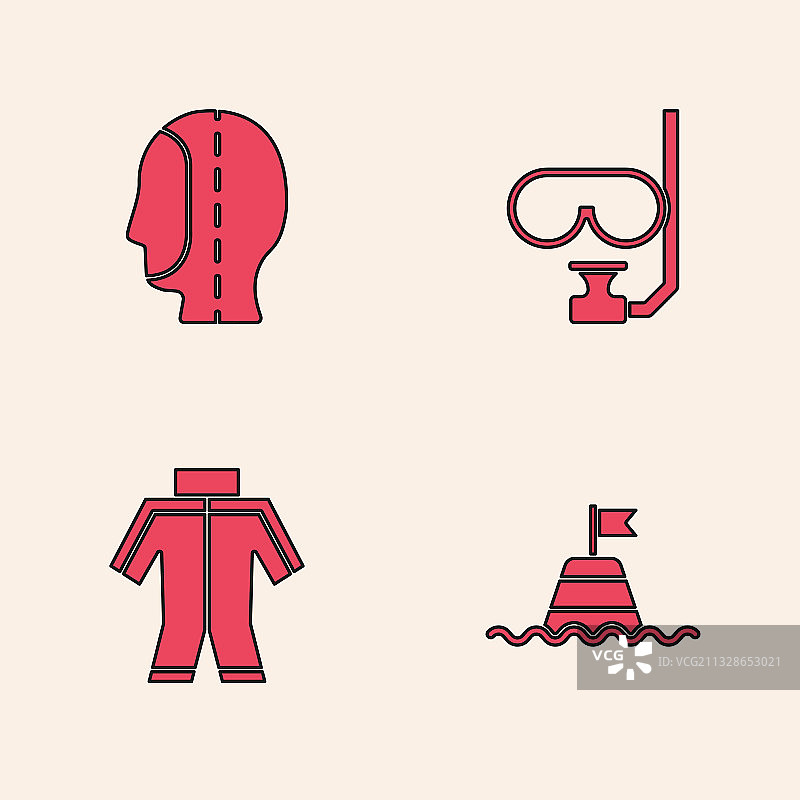 海上漂浮的浮标、潜水头罩面罩图片素材