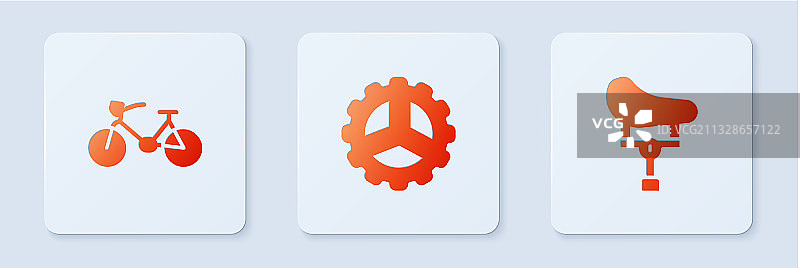 自行车链轮曲柄和白色方块车座图片素材