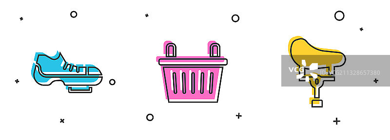 自行车鞋车筐和座椅标志合集图片素材