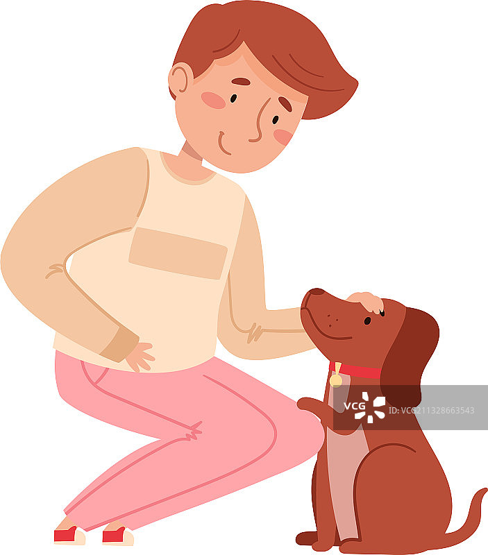 男人和他的狗坐在一起，抚摸着它图片素材