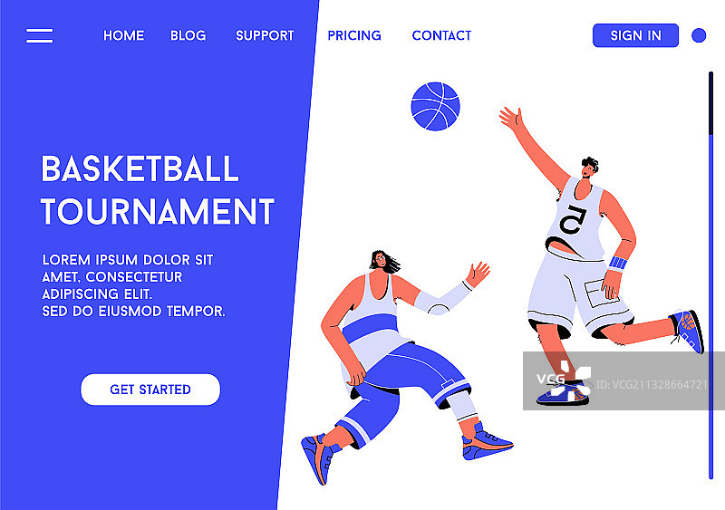 篮球锦标赛着陆页图片素材