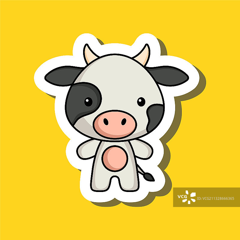 卡通可爱小奶牛吉祥物贴纸图片素材