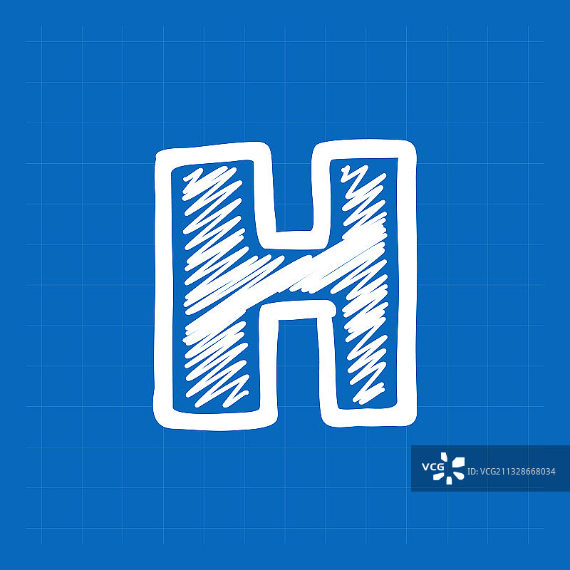 蓝图纸背景上的字母H标志图片素材