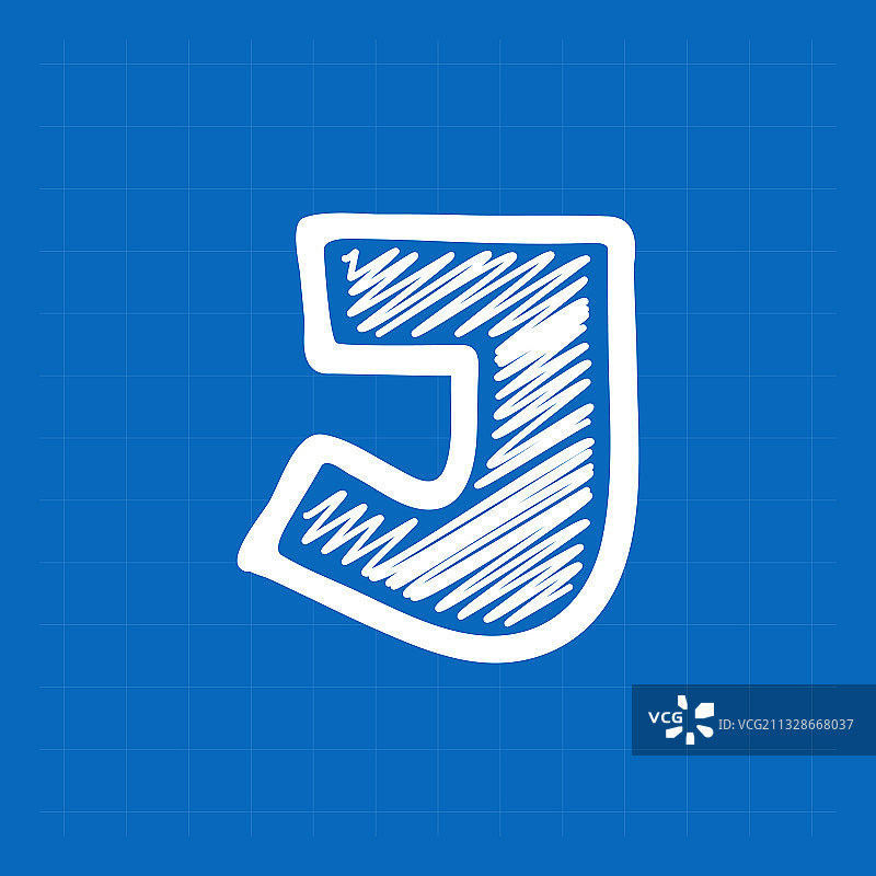 蓝图纸背景上的字母J Logo图片素材