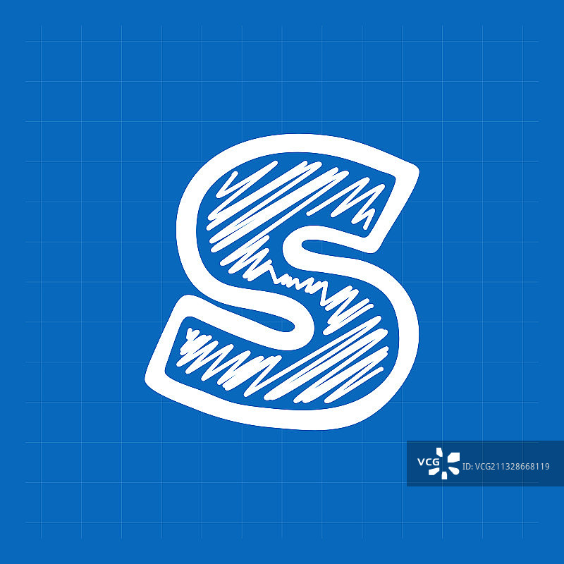 蓝图纸背景上的字母S logo图片素材