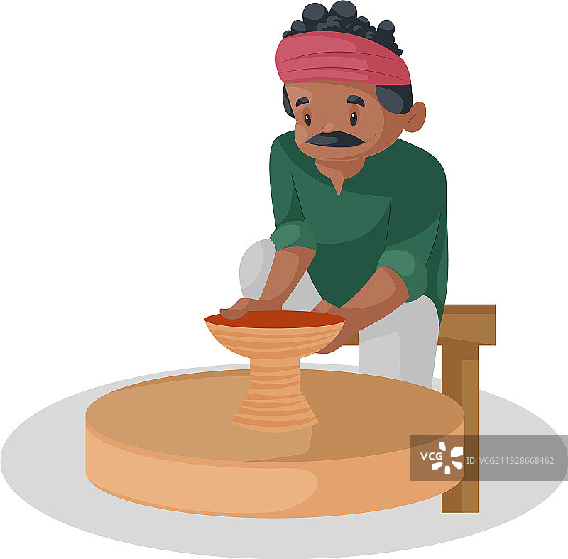 印度陶艺工人卡通图片素材