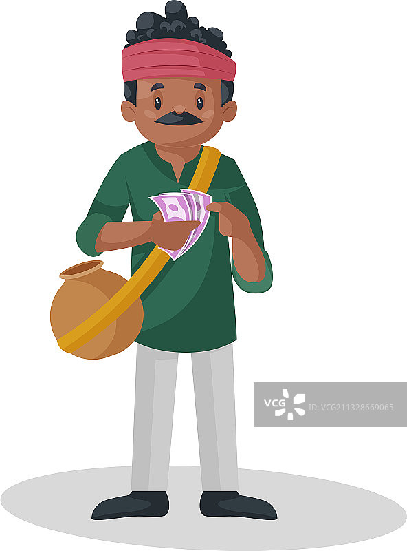 印度陶艺工人卡通图片素材