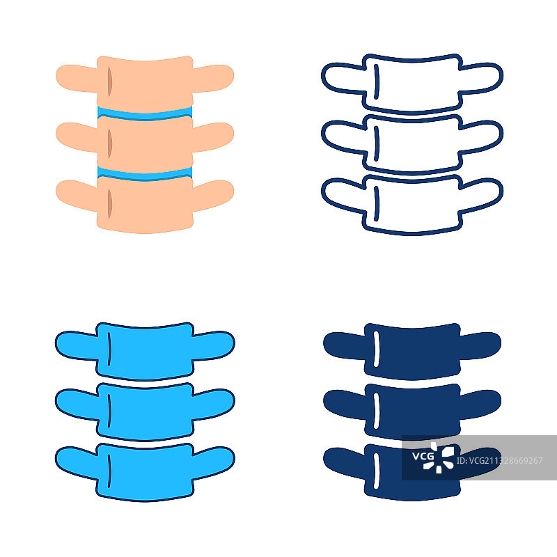 扁平风和线条风的椎骨图标集图片素材