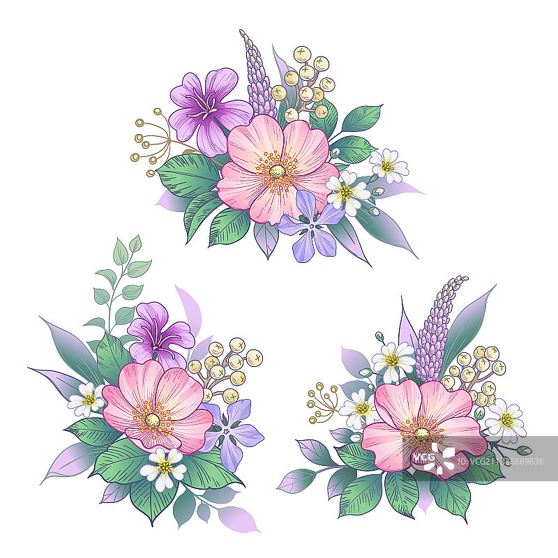 手绘花束套装图片素材