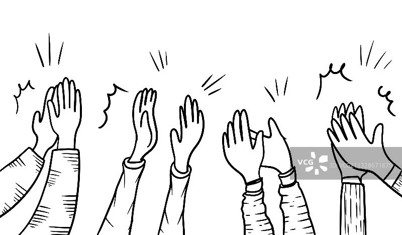 手绘草图风格的掌声点赞图片素材