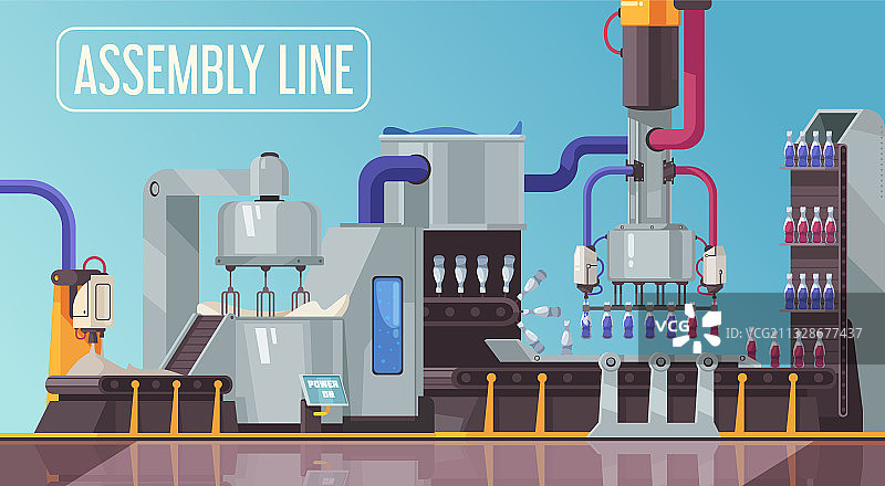 瓶子装配线构成图片素材