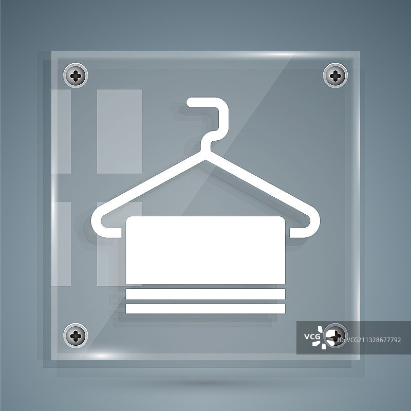 灰色背景上的衣架白色毛巾图标图片素材