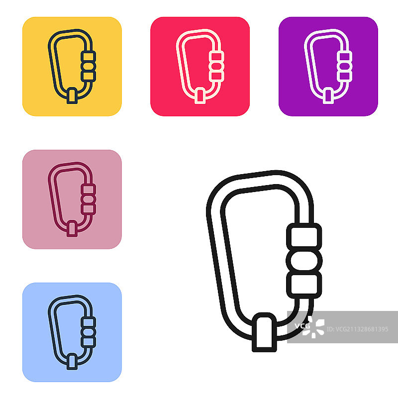 白色背景上的黑色线条登山扣图标图片素材