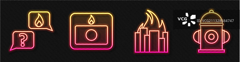 燃烧的建筑物电话线条设计图片素材