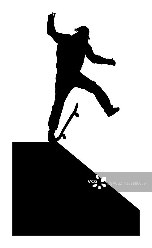 滑板公园滑板运动员剪影图片素材