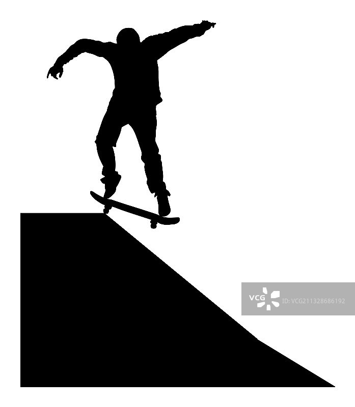 滑板公园滑板运动员剪影图片素材