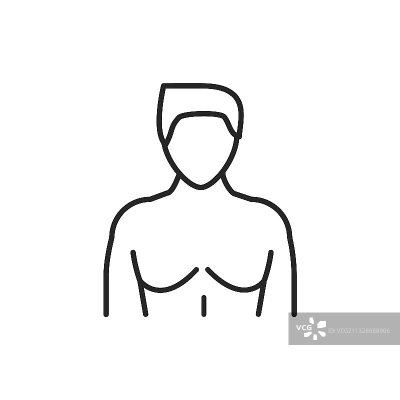 男性乳房发育彩色线条图标，网页象形图图片素材