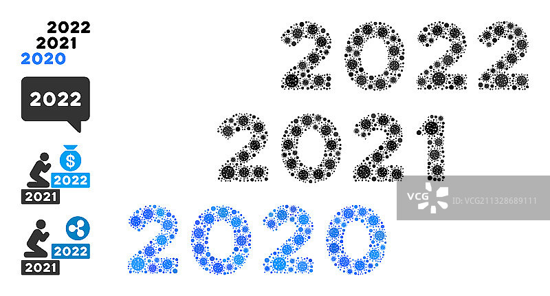 由冠状病毒组成的2020-2022年图标图片素材