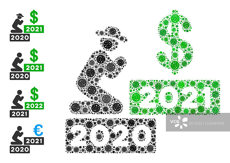 男士祈祷与美元2021图标马赛克新冠图片素材