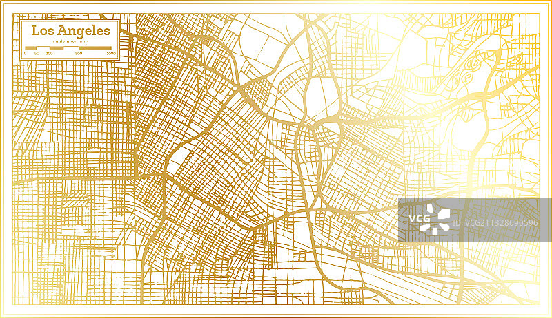 美国加利福尼亚州洛杉矶复古城市地图图片素材