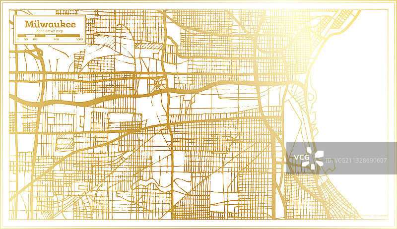milwaukee wisconsin usa city map in retro style图片素材