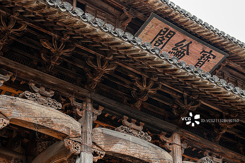 罗东舒祠 黄山 安徽黄山歙县呈坎古村罗东舒祠宝纶阁内精美的木雕彩绘古艺术景观图片素材