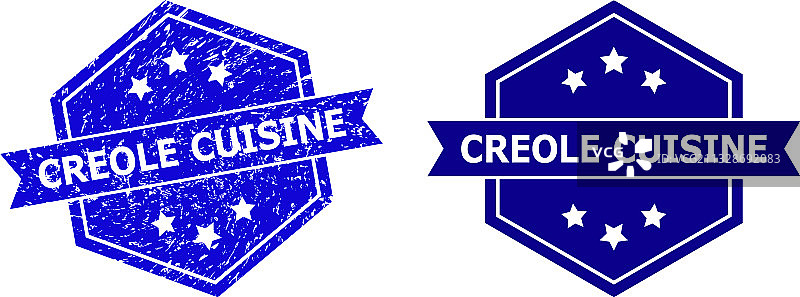 带橡胶的六边形克里奥尔美食印章图片素材