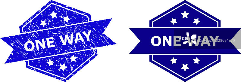 具有不清洁风格的单向六边形印章图片素材