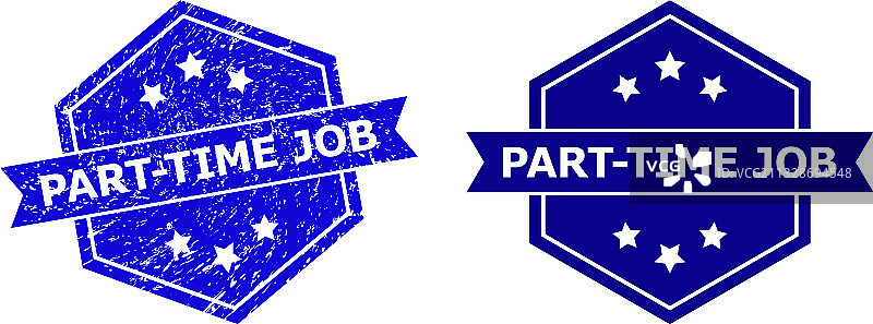 六边形兼职工作复古印章图片素材