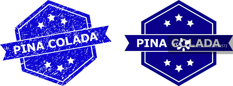 六边形冰镇果汁朗姆酒橡胶印章图片素材