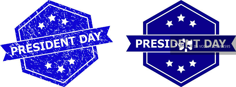 带有橡胶的六边形总统日印章图片素材