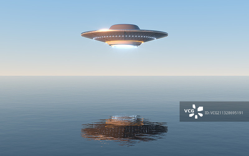 科幻感的飞碟 3D渲染图片素材