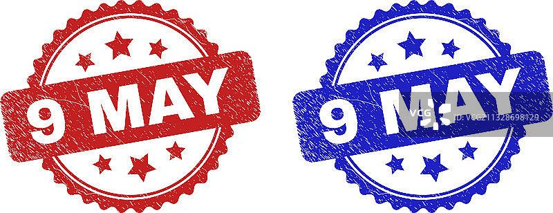 使用腐蚀表面的5月9日花结邮票图片素材