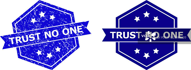 六边形“不要相信任何人”水印，带污渍图片素材