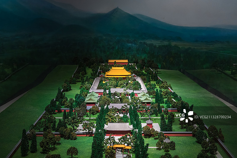 河南郑州博物馆展示的登封中岳庙沙盘模型场景图片素材
