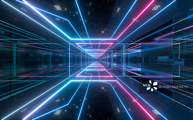 科技感隧道 3D渲染图片素材