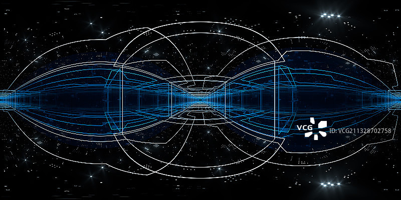 科技感房间360°全景 3D渲染图片素材
