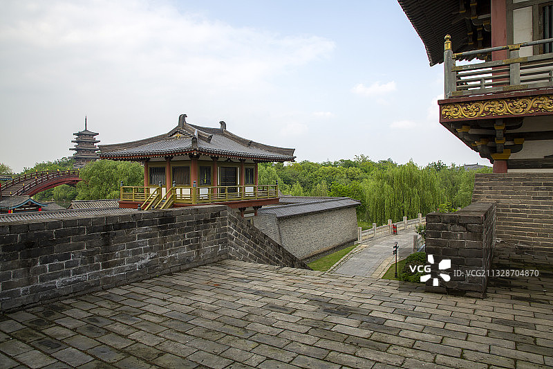 襄阳唐城景区唐城影视基地仿古建筑风光图片素材