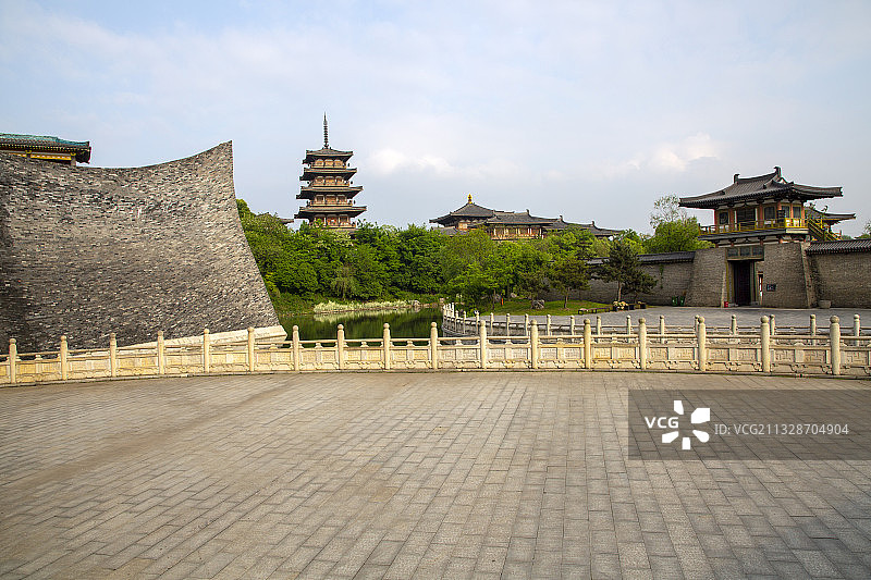 襄阳唐城景区唐城影视基地仿古建筑风光图片素材