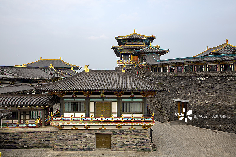 襄阳唐城景区唐城影视基地仿古建筑风光图片素材