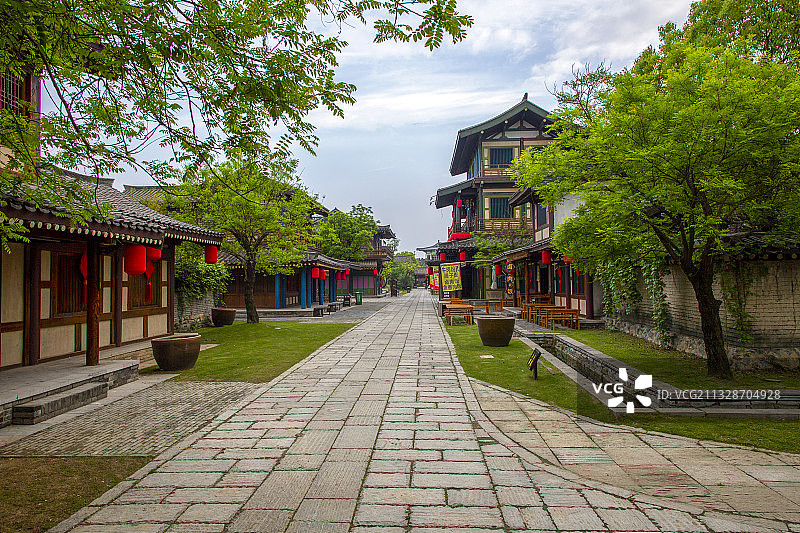 襄阳唐城景区唐城影视基地仿古建筑风光图片素材