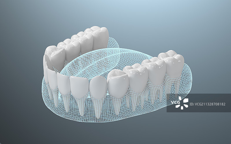 健康的口腔牙齿 3D渲染图片素材