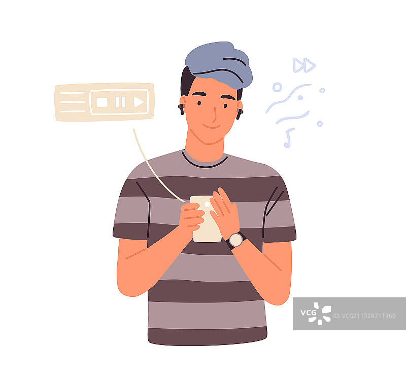 戴无线耳机时髦青少年图片素材