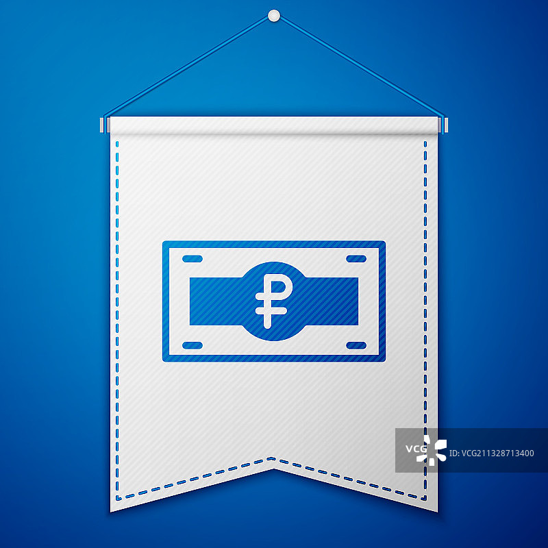 蓝色背景上的俄罗斯卢布纸币图标图片素材